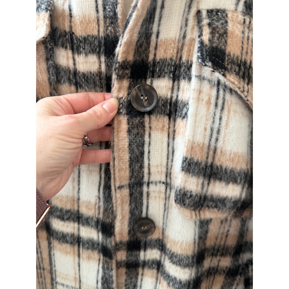 Shop Stevie Plaid Shacket Women's Size M Longline Button Front Jacket Trench - Picture 5 of 8